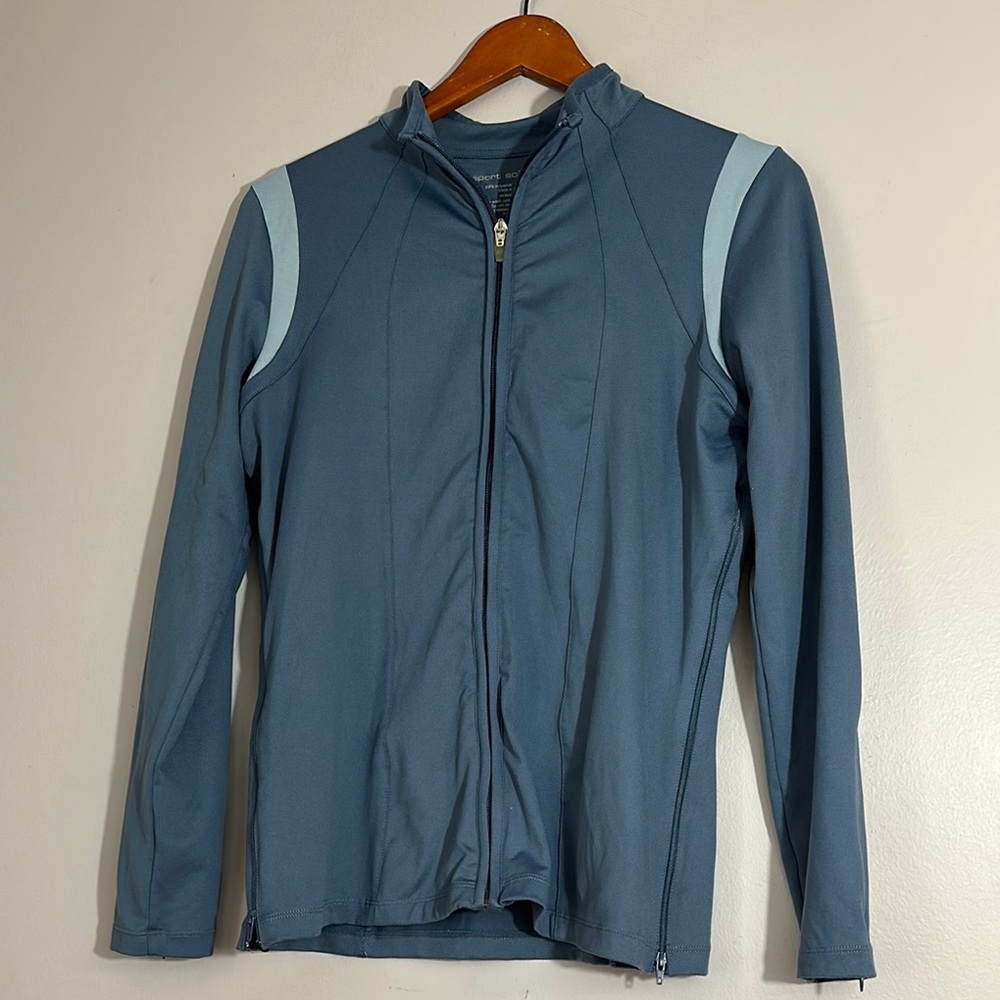 Blue Full-Zip Jacket with Light Blue Accents